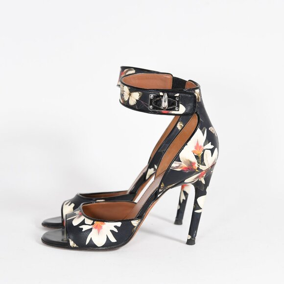 Givenchy Magnolia Moth Print Shark-Lock Sandals, Size 6-6.5 - Picture 5 of 14